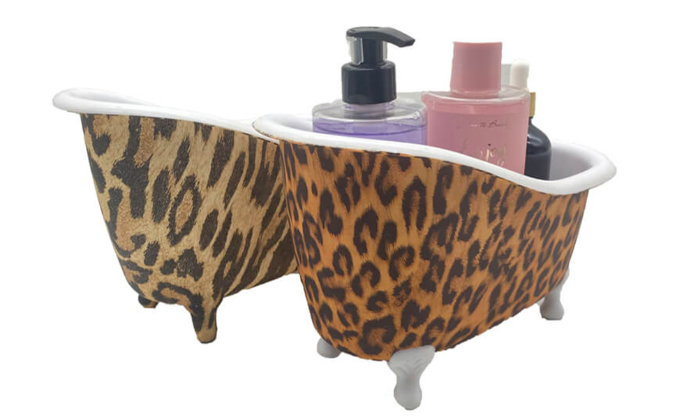 Recipiente para banheira de plástico com estampa de leopardo